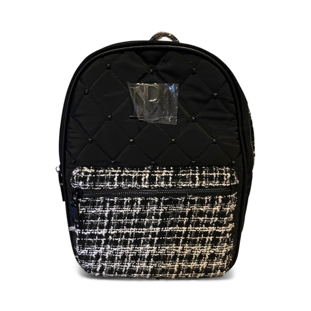 BNWT BADGLEY MISCHKA Black & White Quilted Tweed Backpack SIMPLY GORGEOUS